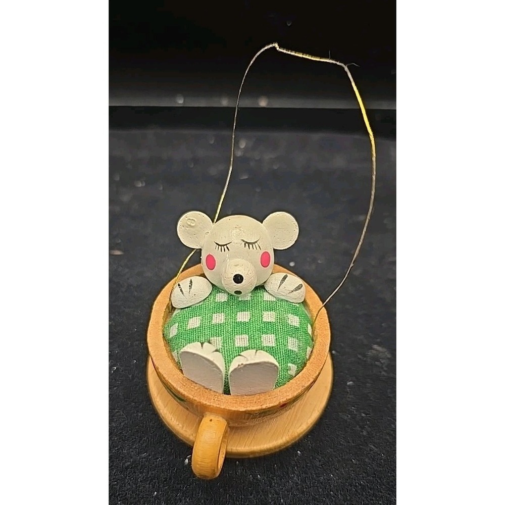 Vintage Teacup Wood-Pet Ornament Dakin White Bear